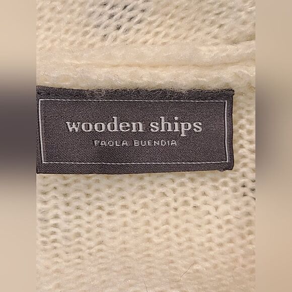 Wooden Ships Oversized Knit Sweater V-Neck Mohair Blend Polka Dot XS/SM - Picture 2 of 7